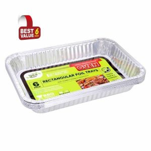 Foil Trays |  6 Pack Rectangular Foil Trays – 31.5Cm X 21.5Cm X 4.5Cm Catering Supplies Foil Trays