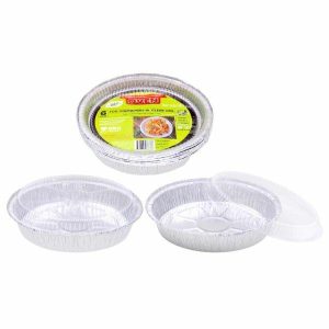 Foil Trays |  6 Pack Round Foil Trays With Clear Lids – 23.2Cm X 4.5Cm Catering Supplies Foil Trays