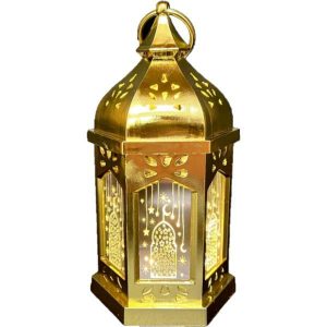 Lanterns |  Medium Gold Plastic Eid Lantern With Music – 17Cm Lanterns Lanterns