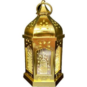 Lanterns |  Medium Gold Plastic Ramadan Lantern With Music – 17Cm Lanterns Lanterns