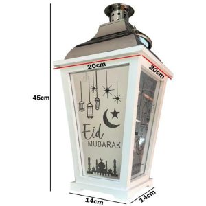 Lanterns |  Wood Metal & Glass Eid Led Lantern – 19Cm X 19Cm Lanterns Lanterns