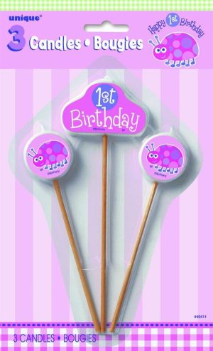 Milestone Birthday |  3 Piece 1St Birthday Ladybug Candle Set Birthday Party Supplies Milestone Birthday