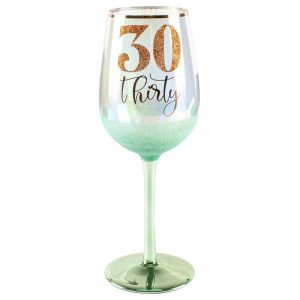 Milestone Birthday |  30 Glitterati Green Wine Glass – 430Ml Birthday Party Supplies Milestone Birthday