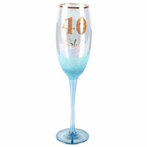 Milestone Birthday |  40 Blue Glitterati Champagne Glass – 150Ml Birthday Party Supplies Milestone Birthday