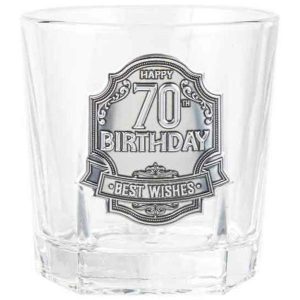 Milestone Birthday |  70Th Birthday Badge Whisky Glass – 460Ml Birthday Party Supplies Milestone Birthday