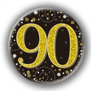 Milestone Birthday |  Black & Gold Sparkling Fizz 90 Badge – 7.5Cm Birthday Party Supplies Milestone Birthday