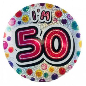 Party Badges |  6 Pack Big #50 Female Badge – 15Cm Birthday Party Supplies Party Badges