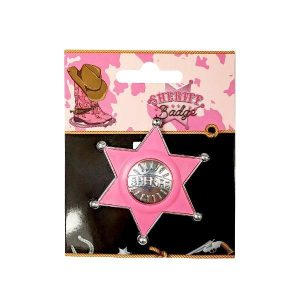 Party Badges |  Pink Sheriff Badge On Colour Card Birthday Party Supplies Party Badges