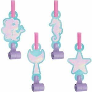 Party Blowouts |  8 Pack Mermaid Shine Iridescent Blowouts With Medallions Party Blowouts Party Blowouts