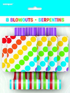 Party Blowouts |  8 Pack Rainbow Birthday Blowouts Party Blowouts Party Blowouts