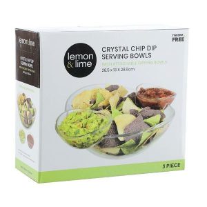 Party Bowls |  3 Pack Lemon & Lime Crystal Chip Dip Serving Bowls Party Bowls Party Bowls