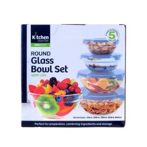 Party Bowls |  5 Pack Round Glass Bowl With Lid – 120Ml / 200Ml / 300Ml / 450Ml / 860Ml Party Bowls Party Bowls