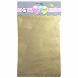 Party Cello Bags |  12 Pack Gold Cello Bag – 22Cm X 15Cm Catering Supplies Party Cello Bags