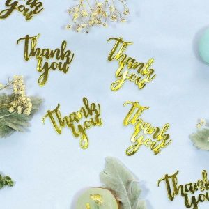 Party Confetti & Glitter |  15 Pack Gold Thank You Jumbo Foil Confetti Party Confetti & Glitter Gold