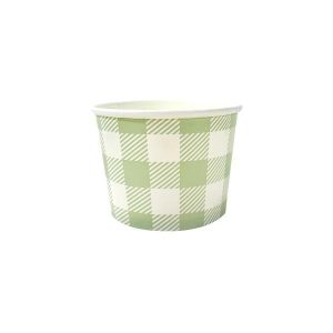 Party Cups |  10 Pack Green Gingham Paper Tub – 473Ml Party Cups Party Cups