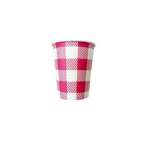 Party Cups |  20 Pack Pink Gingham Paper Cup – 266Ml Party Cups Party Cups