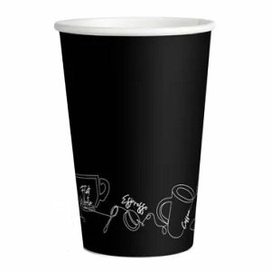 Party Cups |  25 Pack Black & White Double Wall Printed Paper Cup – 350Ml Party Cups Party Cups