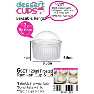 Party Cups |  6 Pack Clear Bakeable Dessert Cups With Lid – 120Ml Party Cups Party Cups