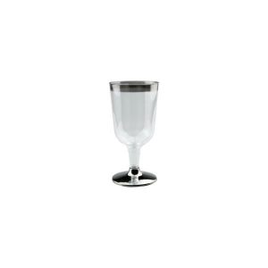 Party Cups |  6 Pack Clear Silver Rim Wine Glass – 210Ml Party Cups Party Cups