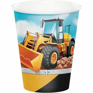 Party Cups |  8 Pack Big Dig Construction Paper Cups – 266Ml Party Cups Party Cups