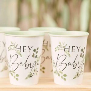 Party Cups |  8 Pack Botanical Hey Cups – 8Cm X 9Cm Party Tableware Party Cups