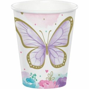 Party Cups |  8 Pack Butterfly Shimmer Party Cups – 266Ml Party Cups Party Cups