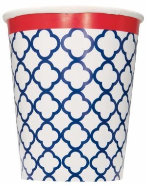 Party Cups |  8 Pack Hamptons Quatrefoil Cups – 270Ml Party Cups Party Cups