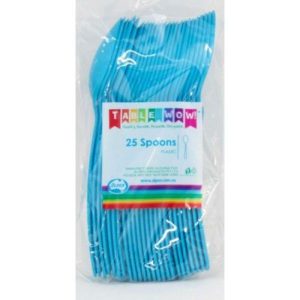 Party Cutlery |  25 Pack Plastic Azure Blue Spoons – 17Cm Party Cutlery Party Cutlery