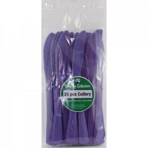 Party Cutlery |  25 Pack Purple Reusable Knives – 19Cm Party Cutlery Party Cutlery