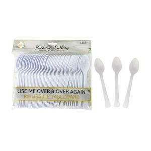 Party Cutlery |  50 Pack Premium Reusable Party Spoons Party Cutlery Party Cutlery