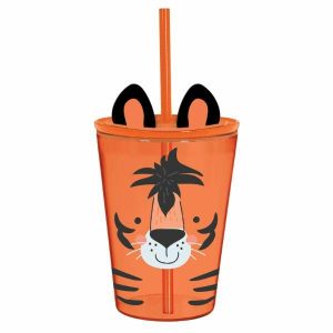 Party Drinking Straws |  Orange Plastic Get Wild Jungle Tumbler & Straw – 354Ml Party Drinking Straws Party Drinking Straws