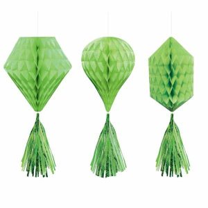 Party Hanging Decorations |  3 Pack Kiwi Green Mini Honeycomb Hanging Decorations Party Decorations Party Hanging Decorations