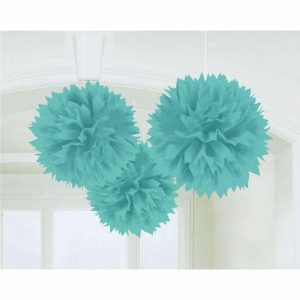 Party Hanging Decorations |  3 Pack Robins Egg Blue Fluffy Tissue Decorations – 40Cm Party Decorations Party Hanging Decorations