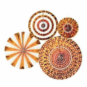 Party Hanging Decorations |  4 Pack Rose Gold Paper Fan Set Party Decorations Party Hanging Decorations