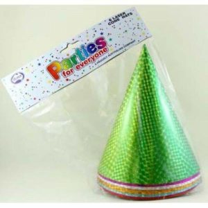 Party Hats |  6 Pack Multi Colour Laser Foil Cone Hats Party Favors Party Hats