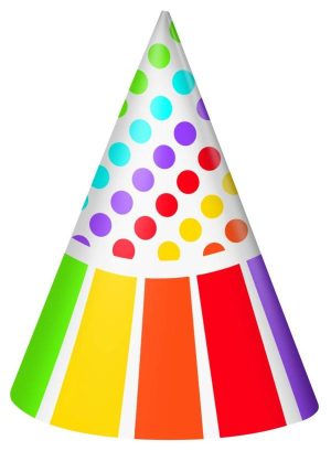 Party Hats |  8 Pack Rainbow Birthday Party Hats Party Favors Party Hats