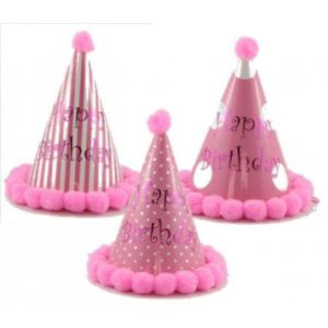 Party Hats |  Pink Pom Pom Cone Hats Party Favors Party Hats