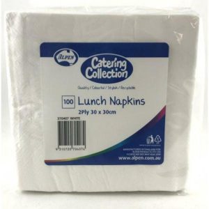 Party Napkins |  100 Pack White Lunch Napkins – 33Cm X 33Cm Party Napkins Party Napkins