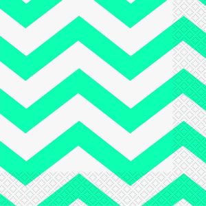 Party Napkins |  16 Pack Caribbean Teal Chevron Luncheon Napkins – 33Cm X 33Cm Party Napkins Party Napkins