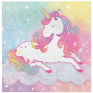 Party Napkins |  16 Pack Enchanted Unicorn Beverage Napkins Party Napkins Party Napkins