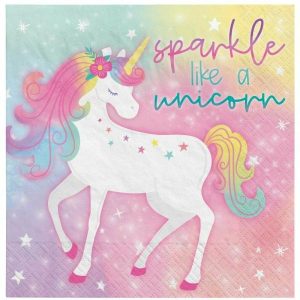 Party Napkins |  16 Pack Enchanted Unicorn Lunch Serviette Napkins Party Napkins Party Napkins