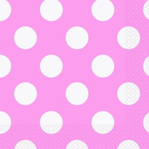 Party Napkins |  16 Pack Lovely Pink Polka Dot Luncheon Napkins – 33Cm X 33Cm Party Napkins Party Napkins