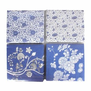 Party Napkins |  20 Pack Blue & White Floral Napkins – 33Cm X 33Cm Party Napkins Party Napkins