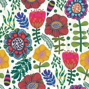 Party Napkins |  20 Pack Folk Floral 3 Ply Napkins – 33Cm X 33Cm Party Napkins Party Napkins