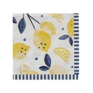 Party Napkins |  20 Pack Navy Lemon 3 Ply Napkin – 33Cm Party Napkins Party Napkins