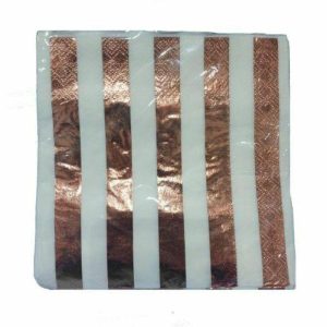 Party Napkins |  20 Pack Rose Gold Stripe Beverage Napkins – 13Cm Party Napkins Party Napkins