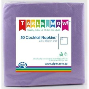 Party Napkins |  50 Pack Lavender Cocktail Napkins – 24Cm Party Napkins Party Napkins