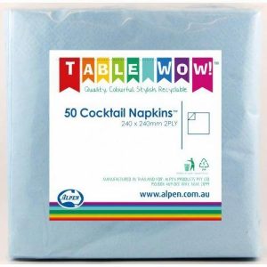 Party Napkins |  50 Pack Light Blue Cocktail Napkins – 24Cm Party Napkins Party Napkins