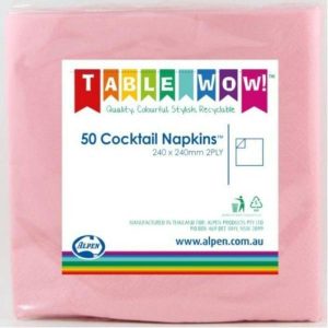 Party Napkins |  50 Pack Light Pink Cocktail Napkins – 24Cm Party Napkins Party Napkins