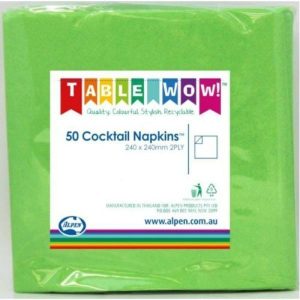 Party Napkins |  50 Pack Lime Cocktail Napkins – 24Cm X 24Cm Party Napkins Green